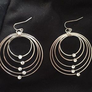Rhinestone accented wire hoop earrings